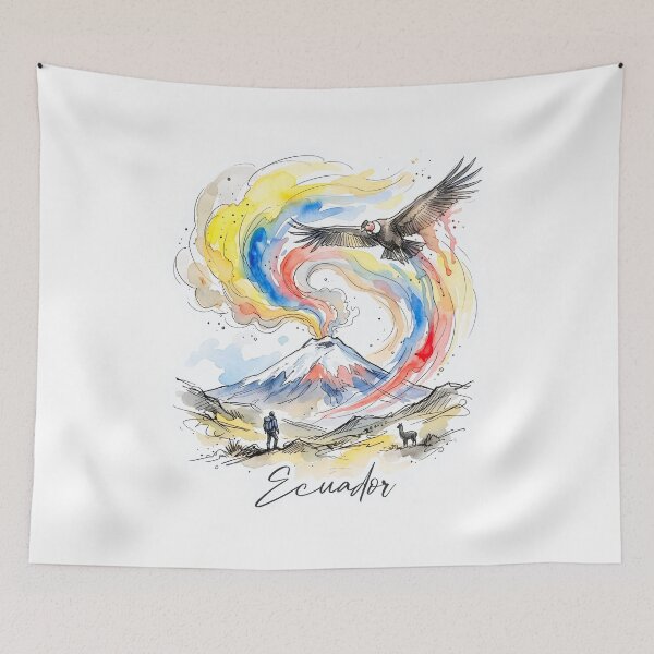 Item preview, Ecuador Andean Art with Condor and Volcano designed and sold by EdwinkOne.