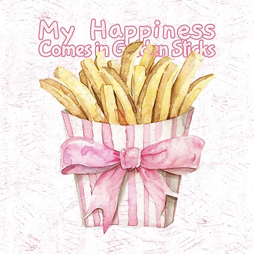 Imagen de la obra My Happiness Comes in Golden Sticks French fries lover T-shirt de RKDesignVault