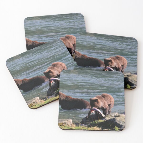 Item preview, Bear cub with a salmon designed and sold by zumi.