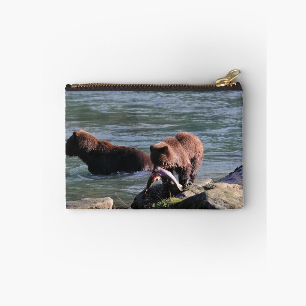 Item preview, Bear cub with a salmon designed and sold by zumi.