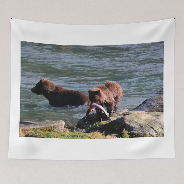 Item preview, Bear cub with a salmon designed and sold by zumi.