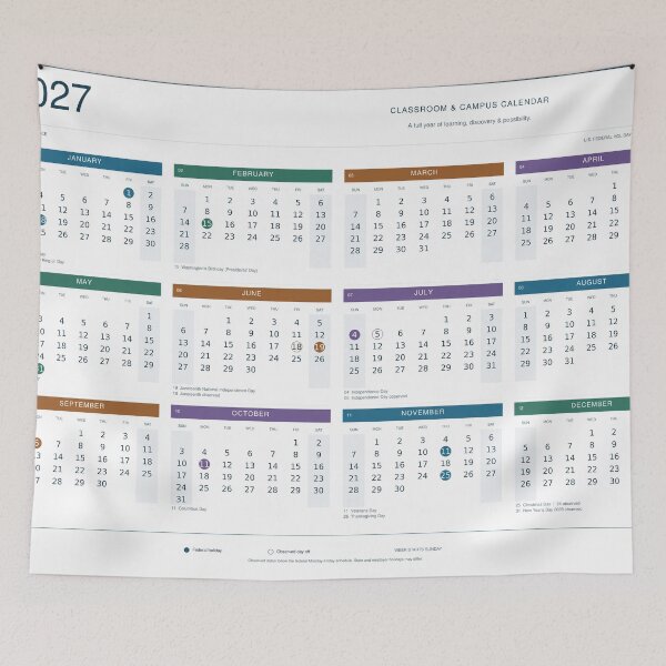 Item preview, Copy of 2027 Classroom Calendar – Color-Coded Year at a Glance designed and sold by dhmnee.