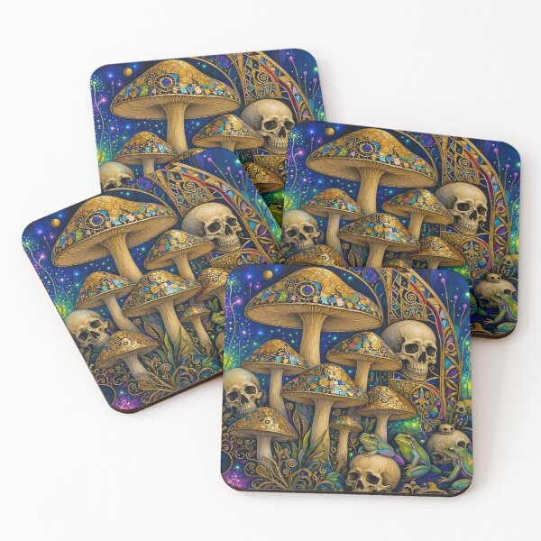 Item preview, Psychedelic Mushrooms Frogs and Skulls  designed and sold by TheDarkWardrobe.