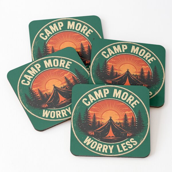 Item preview, Camp More Worry Less — Retro Camping Badge designed and sold by Joshua-Travels.