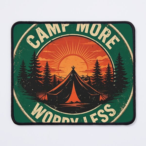 Item preview, Camp More Worry Less — Retro Camping Badge designed and sold by Joshua-Travels.