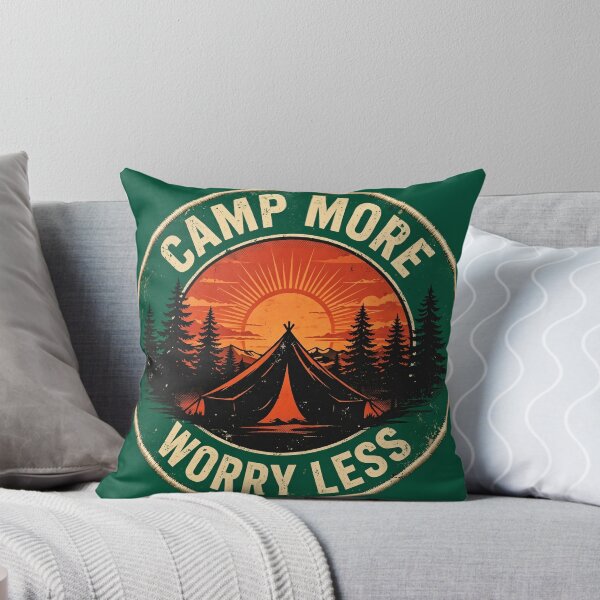 Item preview, Camp More Worry Less — Retro Camping Badge designed and sold by Joshua-Travels.