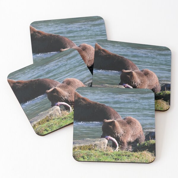 Item preview, Bear cub with a salmon II designed and sold by zumi.