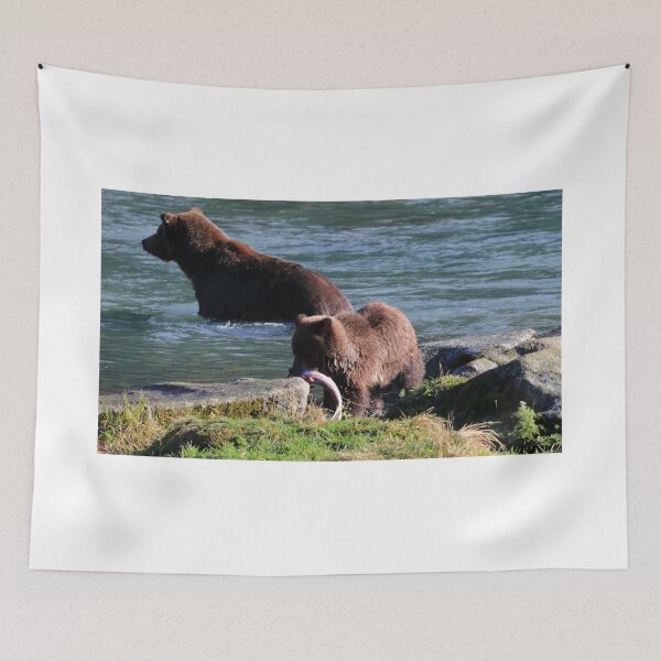 Item preview, Bear cub with a salmon II designed and sold by zumi.
