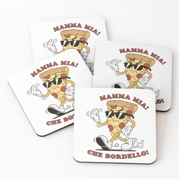 Item preview, Vintage Retro Pizza Slice Mascot - Mamma Mia! Che Bordello! designed and sold by KozbiDesign.