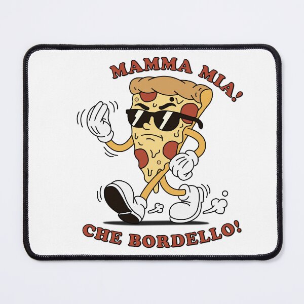 Item preview, Vintage Retro Pizza Slice Mascot - Mamma Mia! Che Bordello! designed and sold by KozbiDesign.