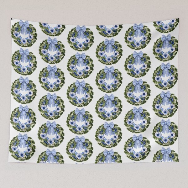 Item preview, Blue Chinoiserie Curly Wreath Christmas  designed and sold by scicilysimonee.