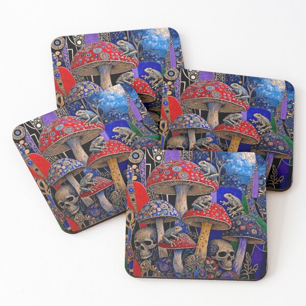 Item preview, Psychedelic Mushrooms Frogs and Skulls  designed and sold by TheDarkWardrobe.