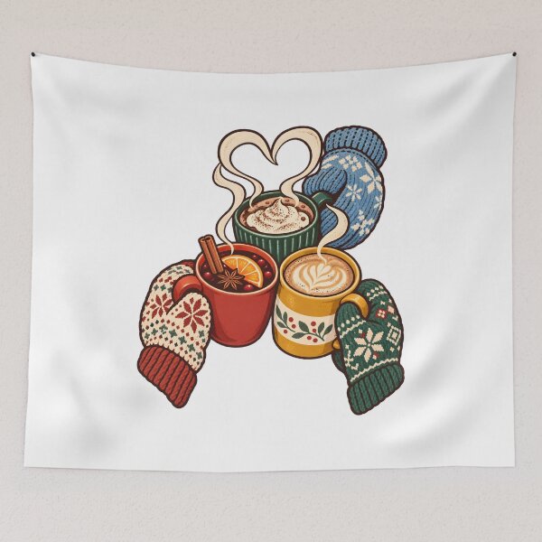 Item preview, Winter Friendship Toast with Three Mugs designed and sold by Philippa Shop.