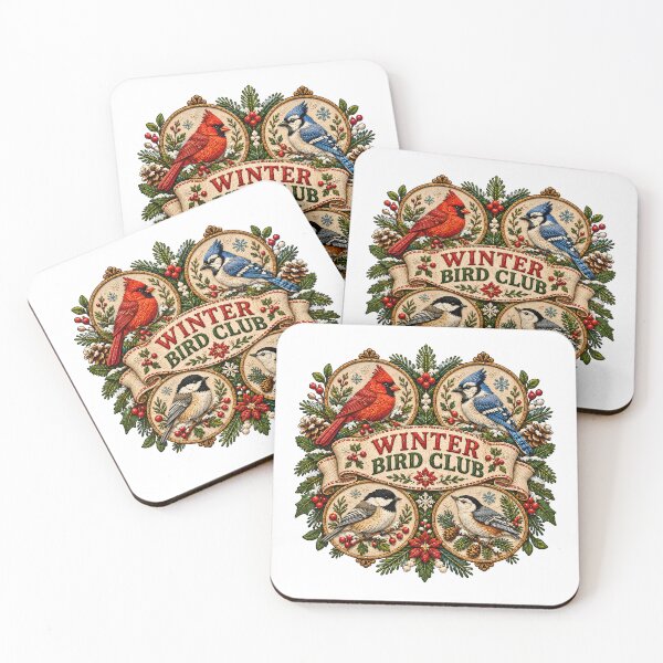 Item preview, Winter Bird Club - Vintage Embroidered Christmas Birds designed and sold by Neurospicy Trolls.