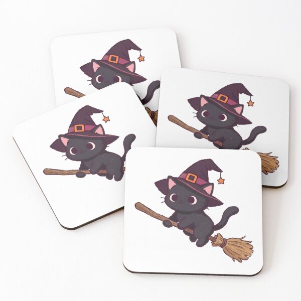Item preview, Cute Black Cat Flying on Broomstick designed and sold by nocturnastore.