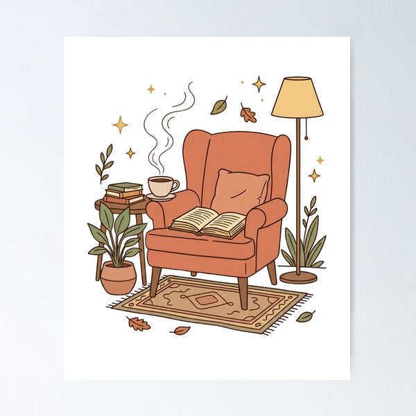Item preview, Cozy Reading Book with Coffee designed and sold by DariaOltes.