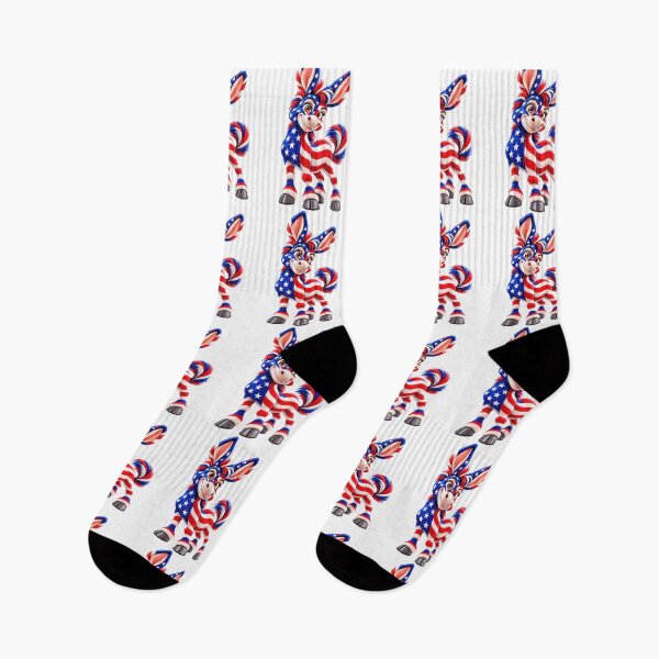 Item preview, Cute Patriotic Donkey – Red White and Blue American Style designed and sold by ArtSpark Studio.