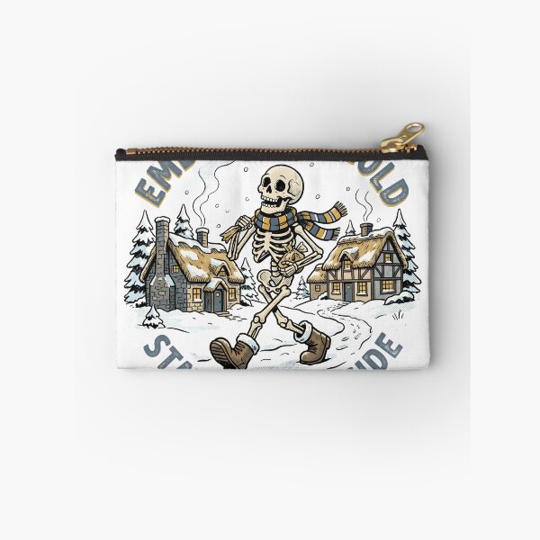 Item preview, Scarf-Wearing Skeleton Walks Between Snowy Cottages designed and sold by MisteryDesigner.