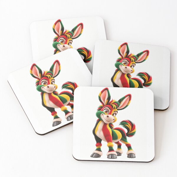 Item preview, Cute Rastafari Donkey – Red Yellow Green and Black Colorful Animal Art designed and sold by ArtSpark Studio.