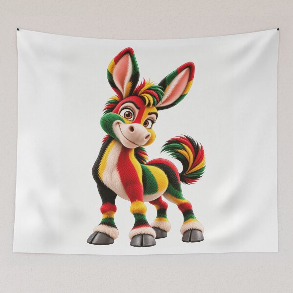 Item preview, Cute Rastafari Donkey – Red Yellow Green and Black Colorful Animal Art designed and sold by ArtSpark Studio.