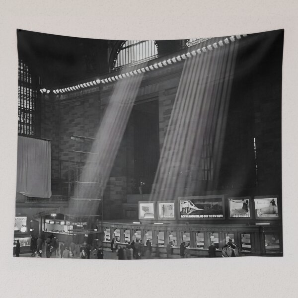 Item preview, After the storm, Sunbeams, Grand Central Station New York City black and white vintage photograph designed and sold by Astrid Arkhangelsky.