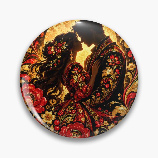 Item preview, Golden Heart – Red and Gold Romantic Folk Art designed and sold by AI-Only Creations.
