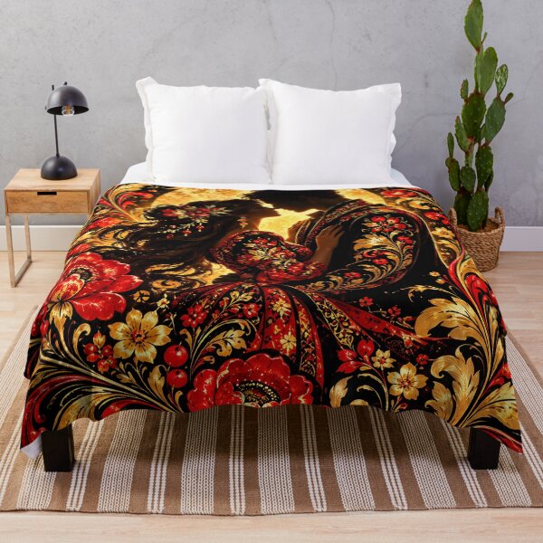 Item preview, Golden Heart – Red and Gold Romantic Folk Art designed and sold by AI-Only Creations.