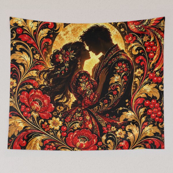 Item preview, Golden Heart – Red and Gold Romantic Folk Art designed and sold by AI-Only Creations.