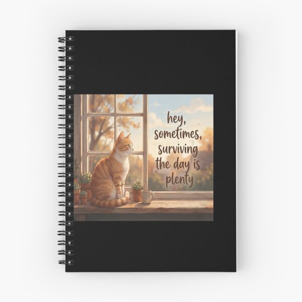 Item preview, "Surviving the Day is Plenty" Sunset Window Cat designed and sold by sormangalway7.