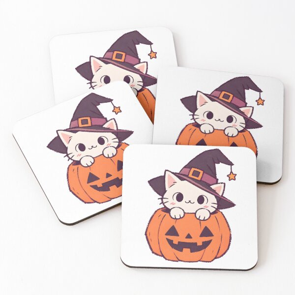 Item preview, Cute White Cat in Halloween Pumpkin designed and sold by nocturnastore.