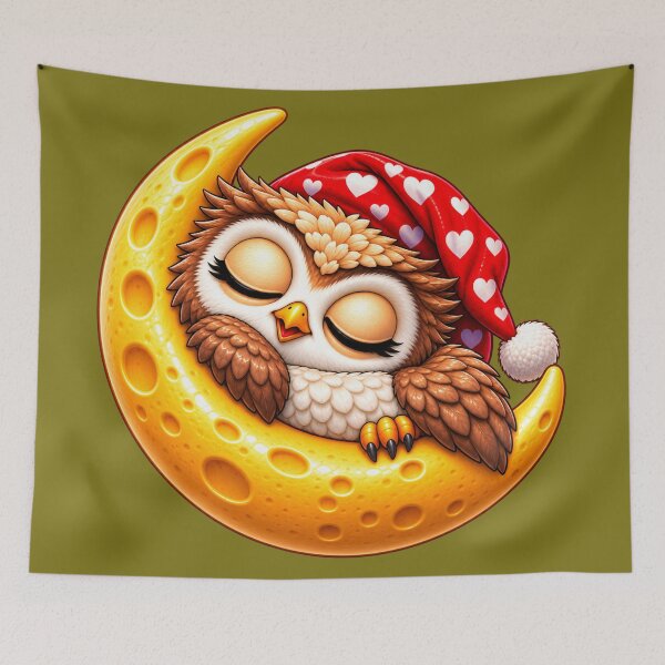 Item preview, Dream Little Owl, Dream Big – Sweet Sleeping Owl on Golden Moon designed and sold by JanRizz.