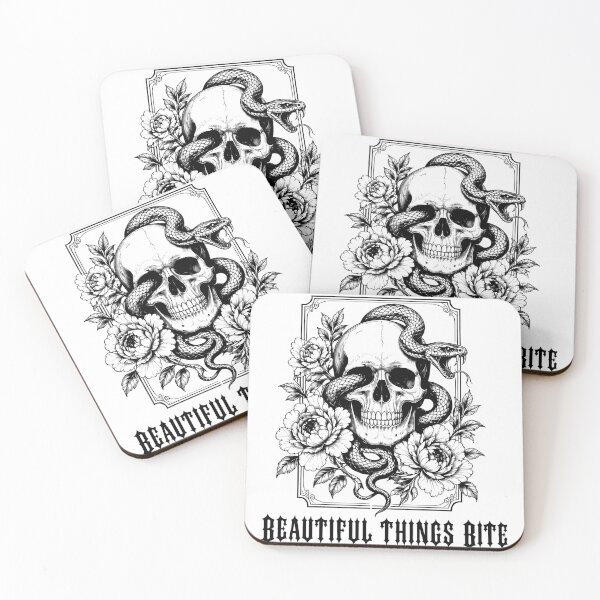 Item preview, Beautiful Things Bite - Gothic Skull Snake and Peonies designed and sold by Limestone Layers.