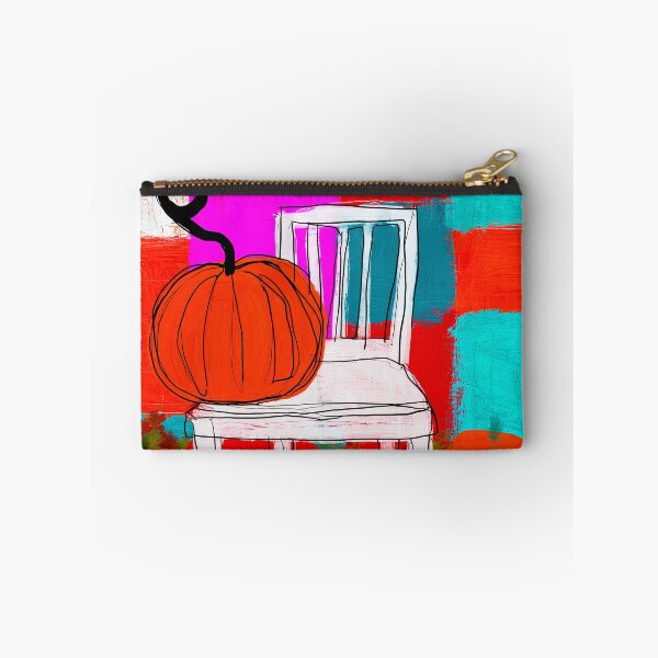 Item preview, Abstract Pumpkin on a White Chair Against a Vibrant Background of Red, Blue, and Autumn Colors designed and sold by OlfactoART Studio.