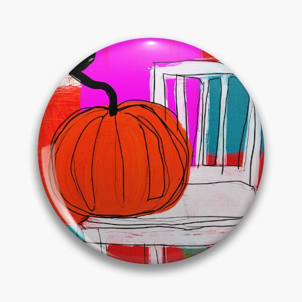 Item preview, Abstract Pumpkin on a White Chair Against a Vibrant Background of Red, Blue, and Autumn Colors designed and sold by OlfactoART Studio.