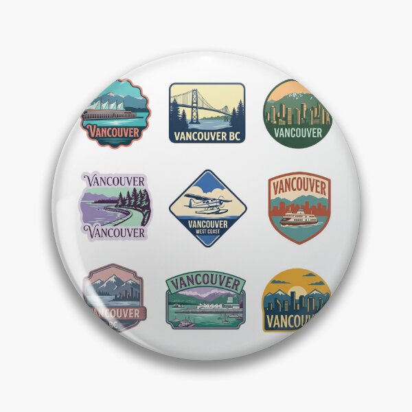 Item preview, Vancouver Retro Travel Badge and Sticker Sheet designed and sold by mood-draftsman.