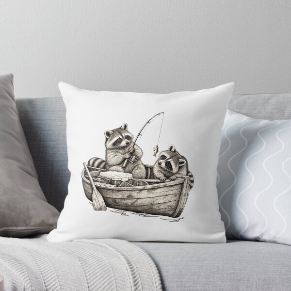 Item preview, Rowboat Fishing With Two Raccoons designed and sold by elderberry.