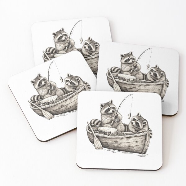 Item preview, Rowboat Fishing With Two Raccoons designed and sold by elderberry.