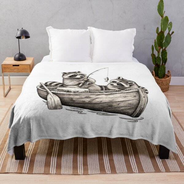 Item preview, Rowboat Fishing With Two Raccoons designed and sold by elderberry.