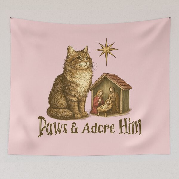 Item preview, Maine Coon Cat Christian Christmas Nativity designed and sold by Sachie's Studio.