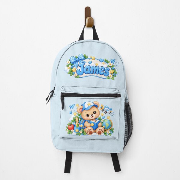 Item preview, James Cute Teddy Bear School Backpack – Blue Kids Bag designed and sold by HO•Designs.