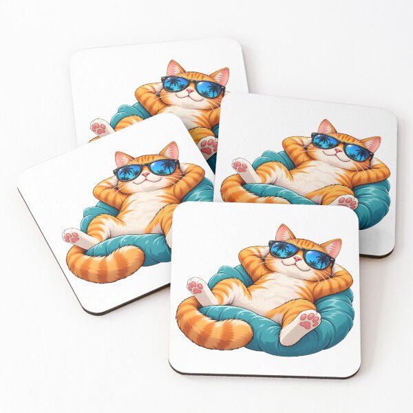 Item preview, Chill Vibes Orange Cat – Cool Summer Cat Sticker designed and sold by Snifferius.