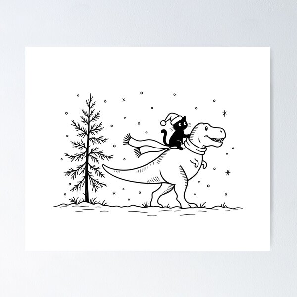 Item preview, Christmas Cat and Scarf-Wearing T-Rex designed and sold by AMICO77.