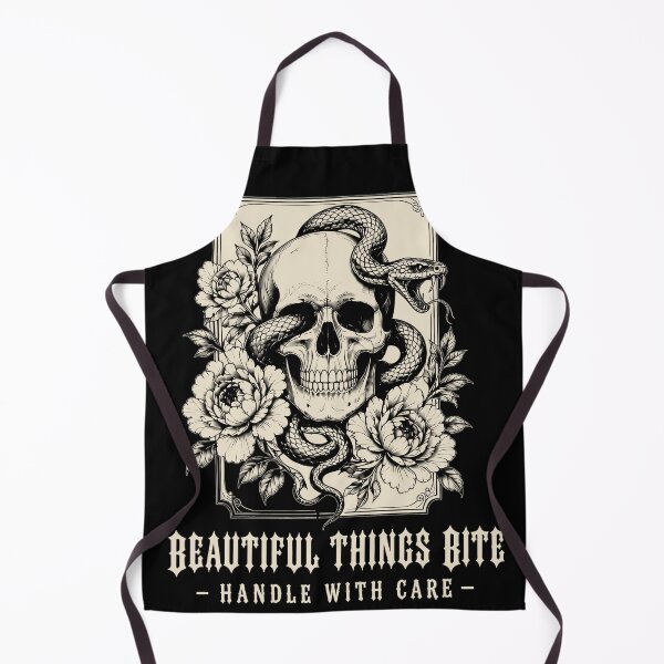 Item preview, Beautiful Things Bite - Gothic Skull Snake and Peonies (Cream Ink) designed and sold by Limestone Layers.