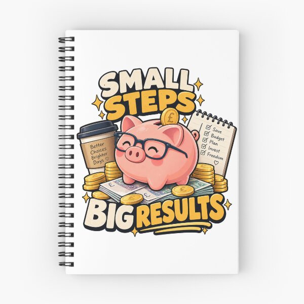 Item preview, Small Steps Big Results – Cute Piggy Bank Savings Motivation designed and sold by JLMWorks.