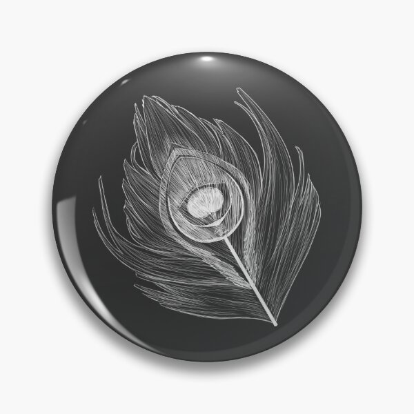Item preview, Peacock feather sketch style white designed and sold by AssortedDrawings.