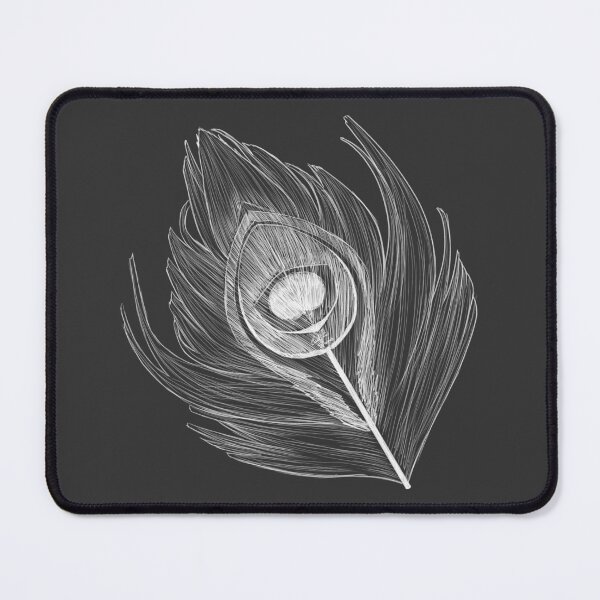 Item preview, Peacock feather sketch style white designed and sold by AssortedDrawings.