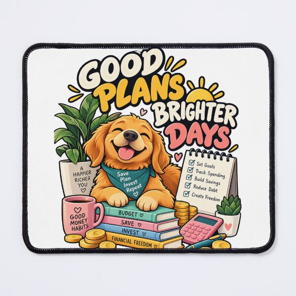 Item preview, Good Plans Brighter Days – Cute Dog Budgeting and Money Motivation designed and sold by JLMWorks.
