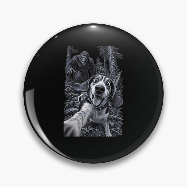 Item preview, Funny Hound Dog Selfie Chased by Bigfoot in the Woods designed and sold by Brasovbit.