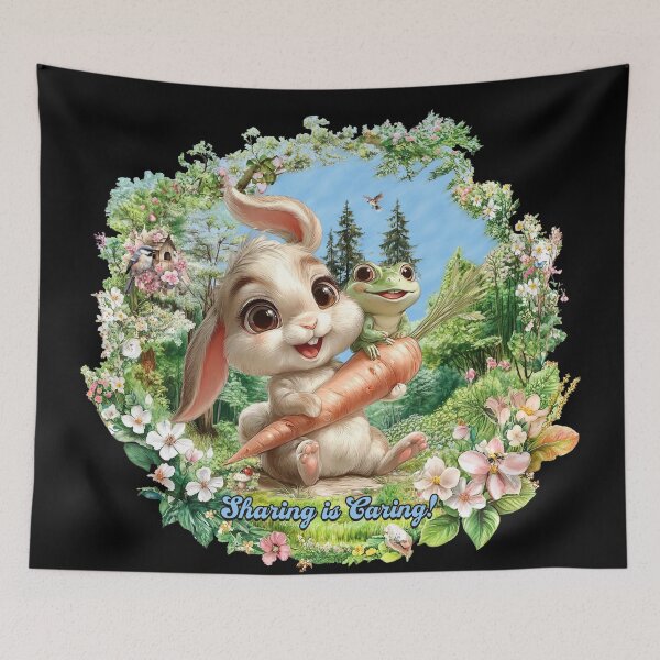 Item preview, Bunny and Frog Sharing Is Caring designed and sold by Karen Wood.