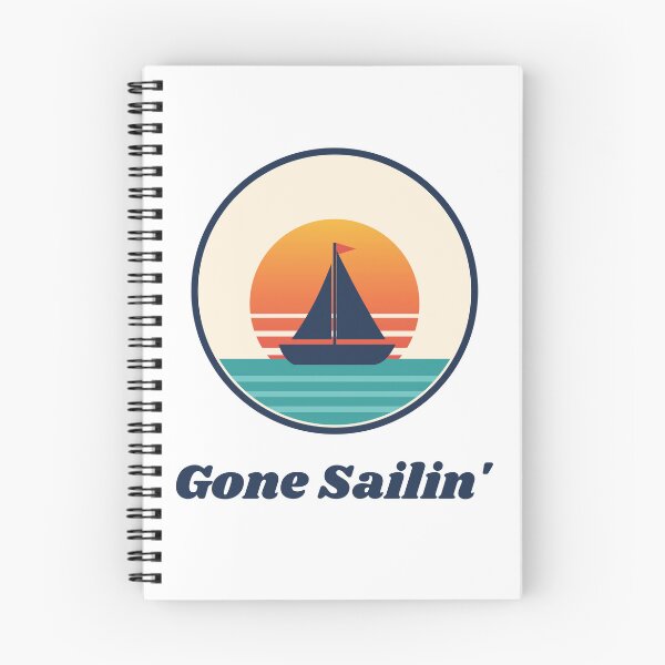 Item preview, Gone Sailin’ Retro Sunset Sailboat Badge designed and sold by RudderlessArt.